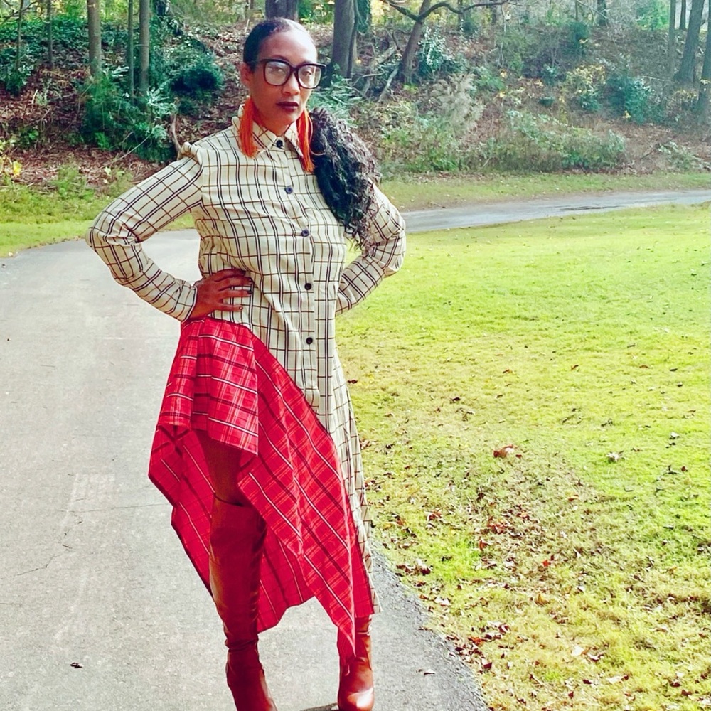 Plaid Red and Cream Women's Skirt